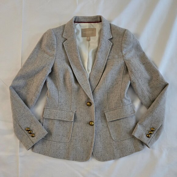 Banana Republic Equestrian Style Jacket SZ 2P Speckled Gray - Picture 5 of 11